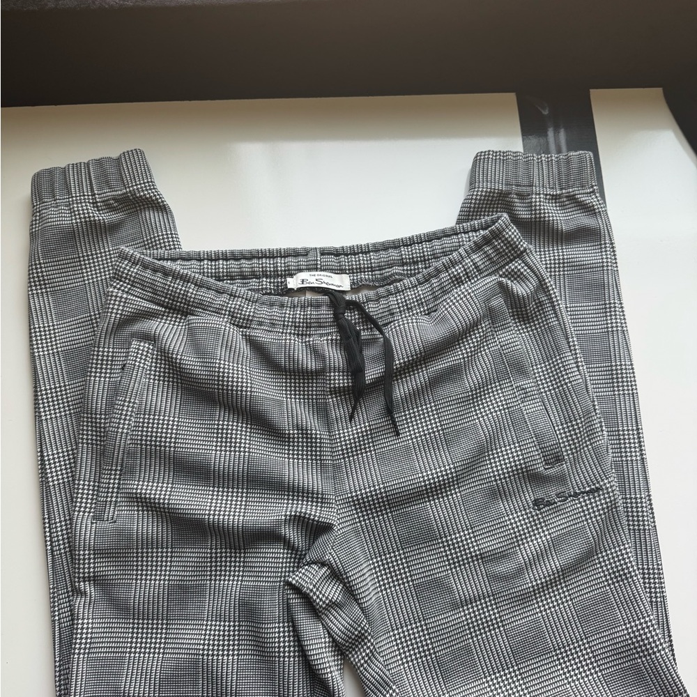 Ben Sherman Black & White Houndstooth Drawstring Pants Size Small - Picture 3 of 5